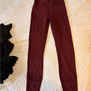 High-Rise Burgundy Leggings